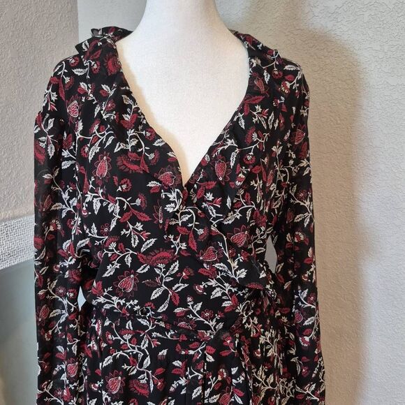 Michael Kors Georgette Ruffled Midi Wrap Dress Size XL - Picture 3 of 10